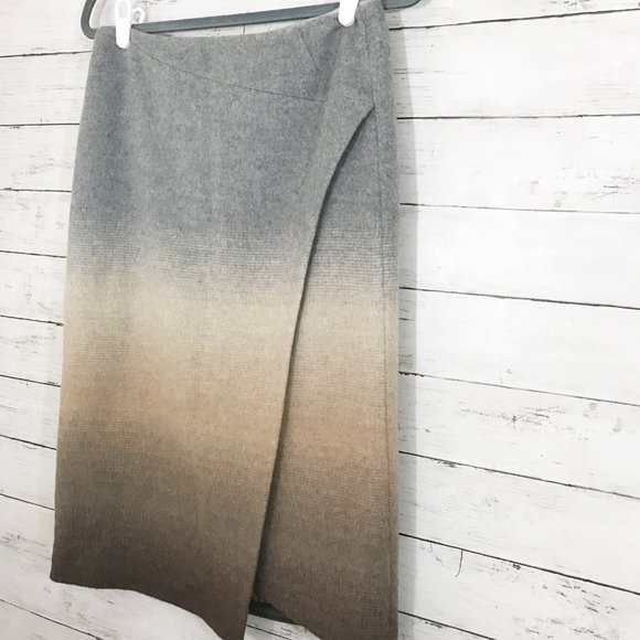 Lafayette 148 Wool Blend Grey & Brown Ombre Skirt - Picture 2 of 5
